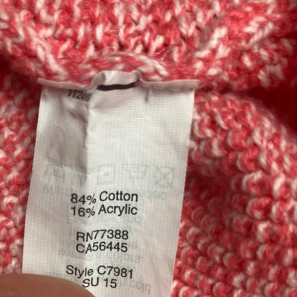 J Crew Pink White Knit Marled 3/4 Sleeve Seed Stitch Crewneck Pullover Sweater - Picture 3 of 5